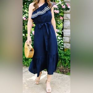 J.Crew One Shoulder Navy Dress